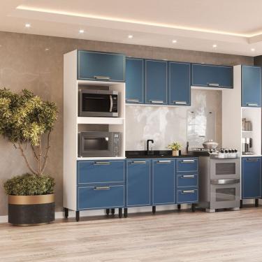 Imagem de Paneleiro 2 Portas 2 Nichos 224,5cm X 40cm X 50cm Branco-azul