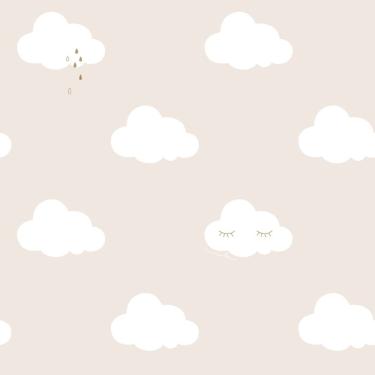 Imagem de Papel De Parede Fofura Baby Nuvens Fundo Bege Ff4015