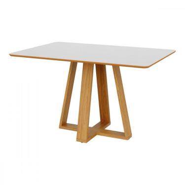 Imagem de Mesa de Madeira 135 Cm 100% Mdf Tm86 Off White/Freijó - Dalla Costa