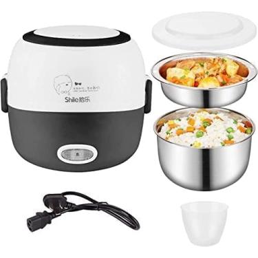 Imagem de Thousanday Mini Lancheira Elétrica - 110 V 200 W, Aquecedor De Alimentos Removível Aço Inoxidável Com Tigela, Prato, Copo Medidor, 1,0 L (Preto)