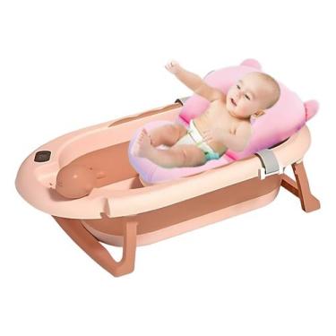 Imagem de Banheira Para Bebê Dobrável Com Cama Ergonômica Tibaby, Rosa