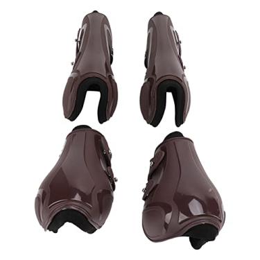 Imagem de ZJchao Botas Esportivas de Cavalos, 4pcs Engrossam Botas de Perna Traseira Frontal, de Tendão Ajustáveis ​​ de Tala para Cavalos Saltos para Pular, Conjunto de Trilhas de 4 (Conjunto marrom Xl)