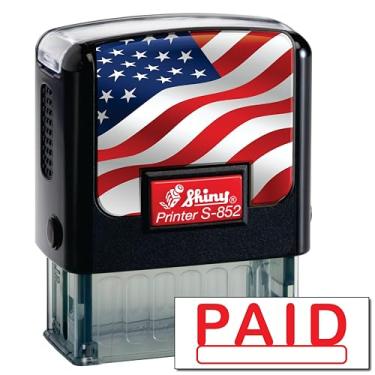 Imagem de Shiny Carimbo de borracha autotintado com carimbo pago, área de impressão de 1,27 cm x 3,5 cm, tinta vermelha, recarregável