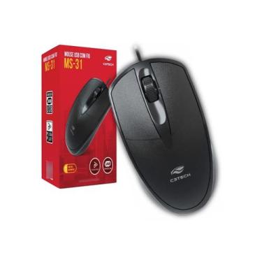 Imagem de Mouse Usb Com Fio C3tech Ms-31bk 3 Botões Preto Pc Notebook, Preto