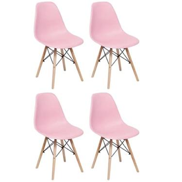 Imagem de Conjunto com 4 Cadeiras Flórida sem Braço Rosa Fratini