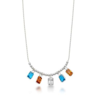 Imagem de Colar Com Zirconias Coloridas Prata 925