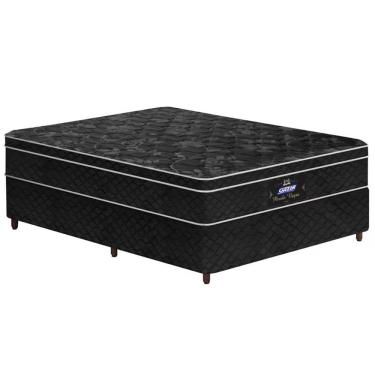 Imagem de Conjunto Box Colchão+base Pérola Negra Molas Ensacadas Gazin 138x188x71