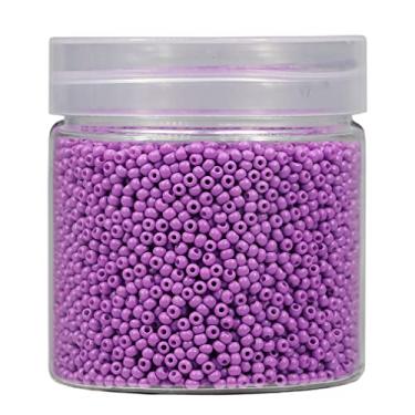 Imagem de Bala&Fillic Tamanho quase uniforme 2 mm contas redondas de sementes 10.000 peças/110 gramas em caixa cor roxa 12/0 contas de vidro pequenas para fabricação de joias, orifício de 0,6 mm (roxo)