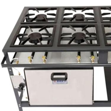 Imagem de Fogão Industrial 6 Bocas Forno Alta Pressão 30X30 - Metal Brey