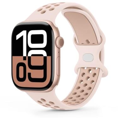 Imagem de AK Pulseiras esportivas masculinas compatíveis com Apple Watch Ultra 2 séries 10, 9, 8, 7, 6, 5, 4, 3, 2 e 1 de 42 mm, 44 mm, 45 mm, 49 mm, SE (44/45/46/49/42 mm (série 3 2 1), rosa escuro)