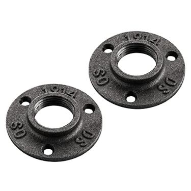 Imagem de Flange de piso de 2,54 cm – Home Expert Pacote com 20 Flange de tubo de ferro fundido maleável com furo rosqueado para decoração industrial vintage