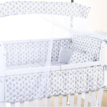 Imagem de Kit Berço Baby 8 Peças Malha 100% Algodão Antialérgico Soninho Cinza -