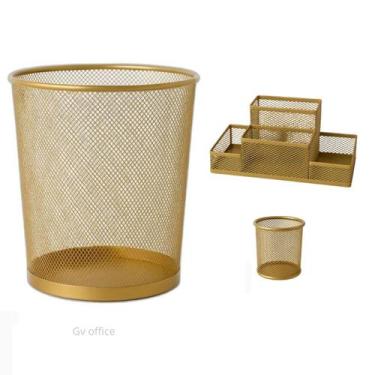 Imagem de Kit Lixeira de Escritorio Cesto de lixo 10 L, Porta Lápis 4 Divisórias