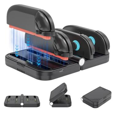 Imagem de Foldable 4-Slot Charging Dock for Nintendo Switch 2, Portable Travel-Ready Charging Station with LED Indicators, Fast Charging for JoyCons Controllers (Black)