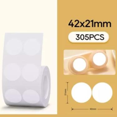 Imagem de Etiqueta Térmica Redonda Dupla 42x21mm – 305 Etiquetas por Rolo, Compatível com Niimbot, Papel Adesivo Térmico Direto