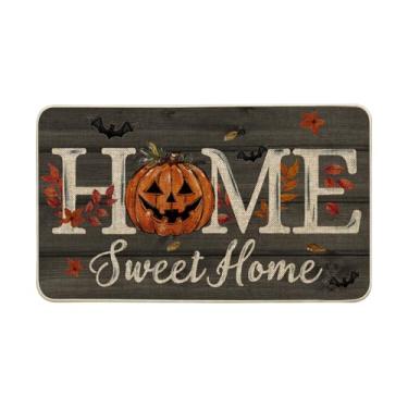 Imagem de Artoid Mode Black Home Sweet Home Jack-O'-Lantern Abóbora Halloween Capacho de interruptor de perfil baixo Tapete de decoração de casa Tapete para interior e exterior 43,3 x 73 cm