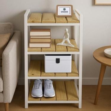 Imagem de Estante Strassis Design SD-5099 Metal e Madeira Cor: Branca