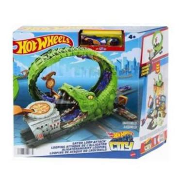 Imagem de Pista para Carrinho Hot Wheels City Nemesis Gator Pizza Shop Ataque Or
