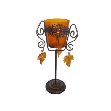 Imagem de Castiçal Candelabro Porta Vela Amarelo Em Vidro Decorativo