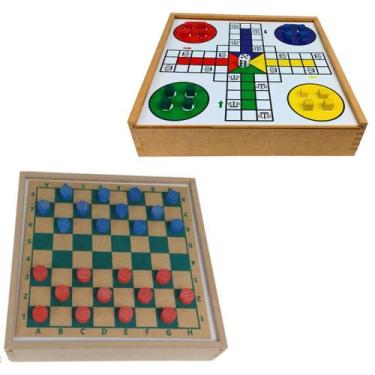 Imagem de Jogo De Ludo E Dama 2em1 Tabuleiro Em Madeira - CM BRINQUEDOS
