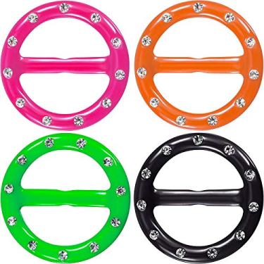 Imagem de Camiseta Hestya 4 peças 80s Party Clips Plástico Fashion Camiseta Cachecol Clip Ring com Cores Sortidas (Cor B, Tamanho B)