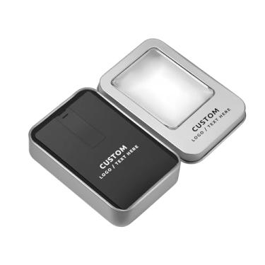 Imagem de Pen drive USB para cartão de crédito personalizado, pacote com 50 cartões pretos personalizados USB 2.0, ideal para negócios, educação, corporações, estúdios de fotografia e música (8 GB, com caixa de