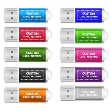 Imagem de Pen drive USB personalizado, pacote com 50 unidades de pen drive personalizado USB 2.0, ideal para negócios, educação, corporações, fotografia e estúdios de música (128 MB, sem caixa)