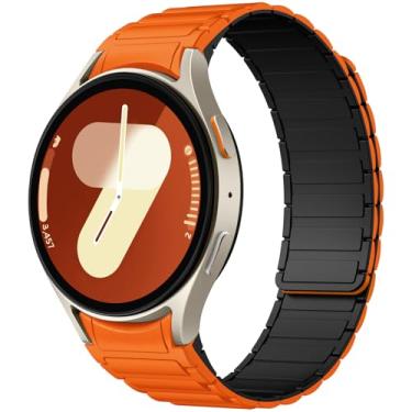 Imagem de Haveda Pulseira magnética de silicone compatível com Samsung Galaxy Wacth 6 Classic/Galaxy Watch 4 6 5 7/Watch 5 Pro/Watch 4 Classic, pulseira esportiva macia sem lacunas de 20 mm, acessório masculino