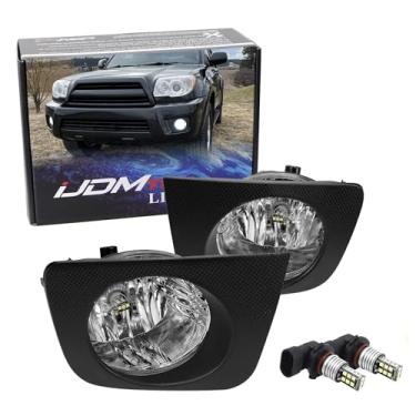Imagem de iJDMTOY Kit de farol de neblina de lente transparente com lâmpadas de substituição de LED branco xenon super brilhante 15-SMD, interruptor liga/desliga de fiação de relé, compatível com Toyota 2006