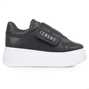Imagem de Tênis Feminino Casual Preto Tenehi Plataforma Sola Alta Velcro Facil de Calçar (preto, BR, Adulto, Numérico, 37)