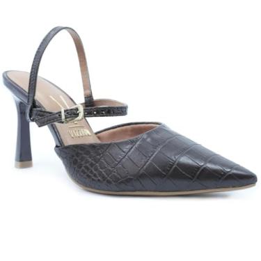 Imagem de Scarpin Vizzano Traseiro Aberto Salto Médio - Marrom Escuro - 37