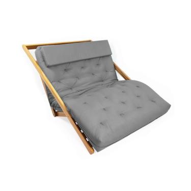 Imagem de Poltrona New York Reclinável Casal Futon Cinza Sala De Estar