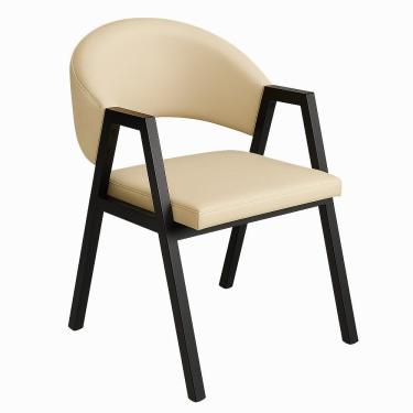 Imagem de Cadeira De Jantar Antonella Corino Estilo Poltrona Com Pés Preto - 7 Decor Bege