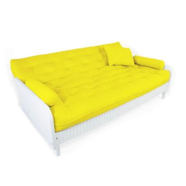 Imagem de Sofá Cama Paris Ripado Branco Acquablock Amarelo Nobre