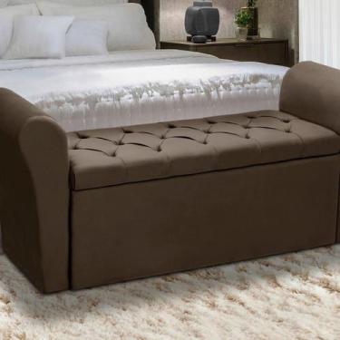 Imagem de Baú Recamier Para Cama Box Quarto Madeira Estofado King - D'Julia, Mar