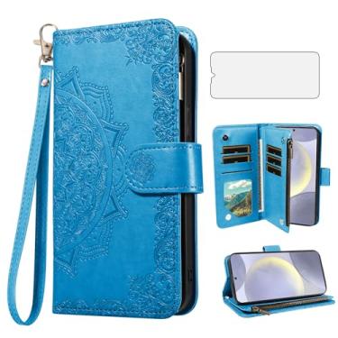 Imagem de Asuwish Capa para celular Samsung Galaxy S24 Plus/S25 Plus S24+ S25+ 5G1 com protetor de tela e suporte para cartão de crédito S24Plus 24S + S 24 24+ S25Plus 25S 25+ SM-S936U Azul