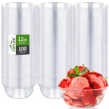 Imagem de Taças de plástico TOFLEN 350 ml transparentes, pacote com 100 unidades
