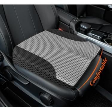 Imagem de kingphenix Almofada de assento de carro premium, almofada de assento de motorista de espuma viscoelástica para melhorar a visão de condução - alívio da dor no cóccix e na parte inferior das costas