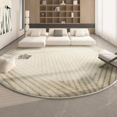 Imagem de Tapete redondo macio e fofo para decoração de sala de estar, carpete grosso lavável creme (200x200 cm/A)