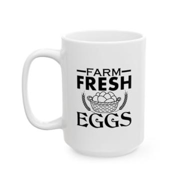 Imagem de SpreadPassion Caneca de café de cerâmica Farm Fresh Eggs, utensílios de cozinha rústica, presente estilo country (425 g)