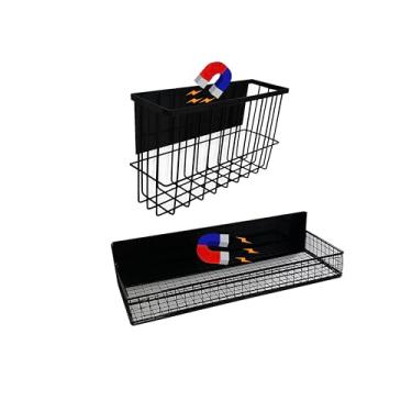 Imagem de Bruda Pacote com 2 prateleiras magnéticas de armazenamento para temperos, prateleira de organização magnética para geladeira, geladeira, máquina de lavar, forno, cafeteira, placa de metal, lavadora e