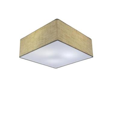 Imagem de Plafon Quadrado Md-3001 Cúpula em Tecido 35x35x12cm Rústico Bege - Biv