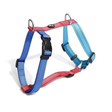 Imagem de Coleira Peitoral tipo H para cachorro azul e rosa G Mimo PP285