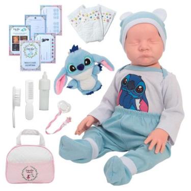 Imagem de Bebe Reborn De Silicone Recém Nascida Stitch + Acessórios - Cegonha Re