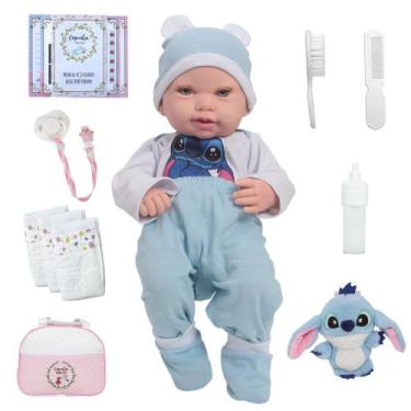 Imagem de Bebê Reborn Boneca Larinha Enxoval Stitch Completo 43cm - Cegonha Rebo