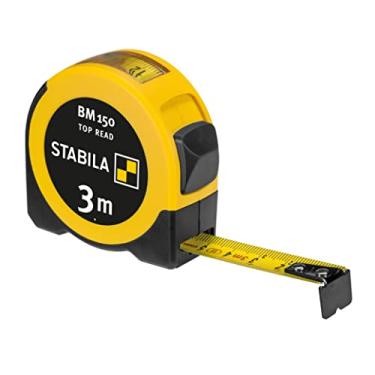 Imagem de STABILA Fita métrica BM 150, 3 m, fita métrica com escala métrica, janela de visão para leitura direta, capa ABS inquebrável, gancho de início móvel, clipe para cinto, precisão MID