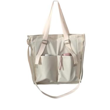 Imagem de CHENXIAOHONG Bolsa Feminina Grande Capacidade, Bolsa de Ombro Vintage, Bolsa de Trabalho, Leve, Casual, Estilo Retrô, Bolsa para Dia a Dia, Elegante e Versátil (Branco)