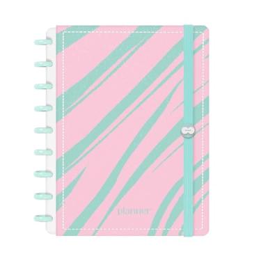 Imagem de Planner Iscool Disc 2026 Inteligente Datado Glamour Color Listras Rosa e Verde