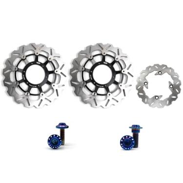 Imagem de Arashi Discos de freio dianteiros traseiros rotores com parafusos de montagem para Honda CBR600RR 2003-2015, CBR1000RR 2004-2005, peças de acessórios de motocicleta