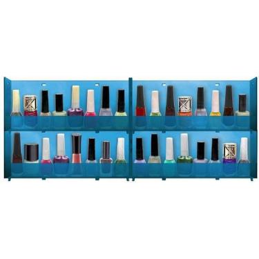 Imagem de Expositor de Parede Para Esmaltes Translucido 4 bandejas - Azul - SANT